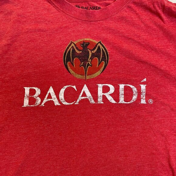 Bacardi Mens Red Graphic T-Shirt XL Heathered Cotton Blend Short Sleeve - Picture 6 of 9